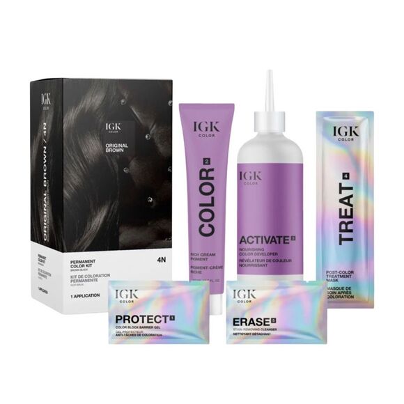 IGK Color Permanent Color Kit - 4N Original Brown / Brown Black - Picture 1 of 8